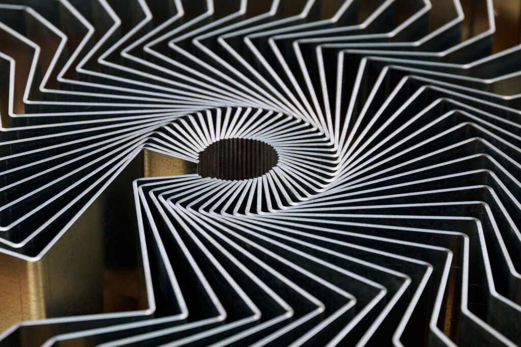 The finished product after bending on a sheet metal bending machine.